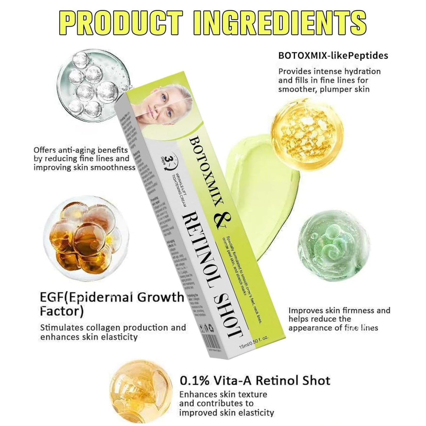 2Pcs Botoxmix & Vita-A Retinol Shot Wrinkle-Lift Tightening Cream, Vita-A Retinal Shot Tightening Booster for Wrinkles and Fine Lines, Retinol Shot for All Skin Types