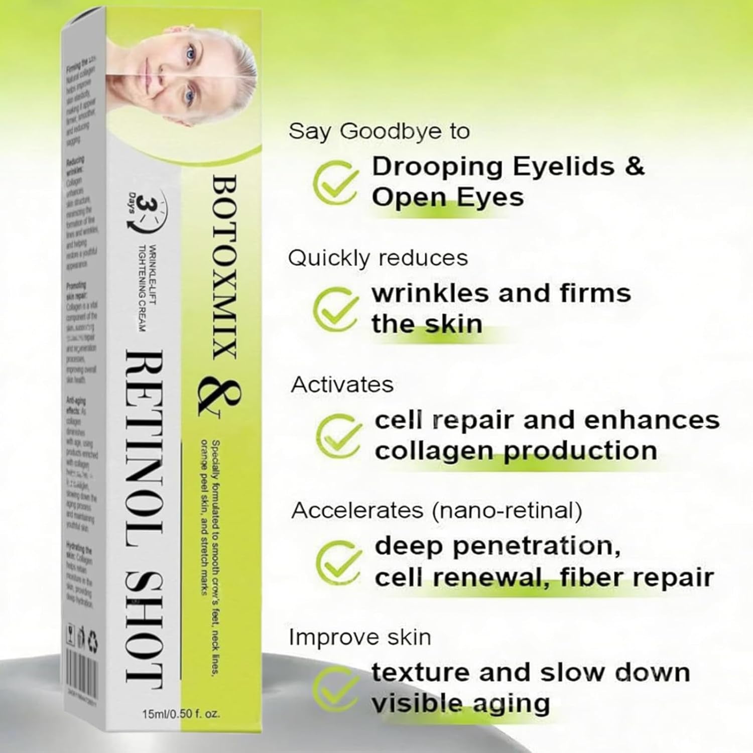 2Pcs Botoxmix & Vita-A Retinol Shot Wrinkle-Lift Tightening Cream, Vita-A Retinal Shot Tightening Booster for Wrinkles and Fine Lines, Retinol Shot for All Skin Types