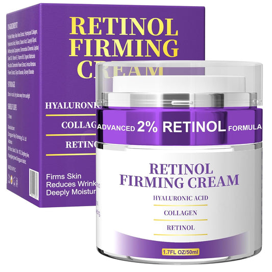 Retinol Serum Cream for Face, anti Aging Face Moisturizer for Face Tightening and Firming, Day & Night Moisturizing with Collagen, Hyaluronic Acid for Sagging Skin, Wrinkle, 1.7 Fl OZ