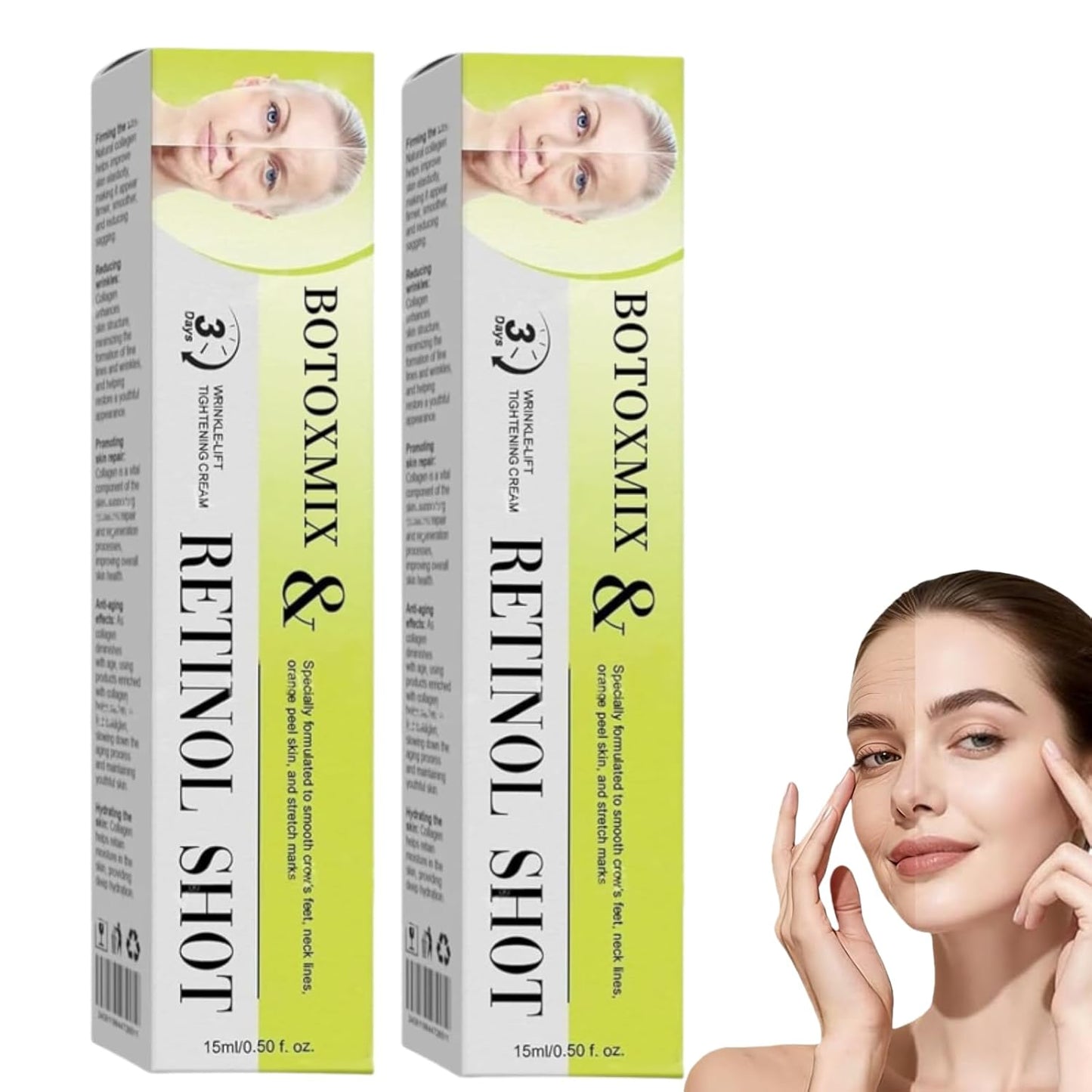 2Pcs Botoxmix & Vita-A Retinol Shot Wrinkle-Lift Tightening Cream, Vita-A Retinal Shot Tightening Booster for Wrinkles and Fine Lines, Retinol Shot for All Skin Types